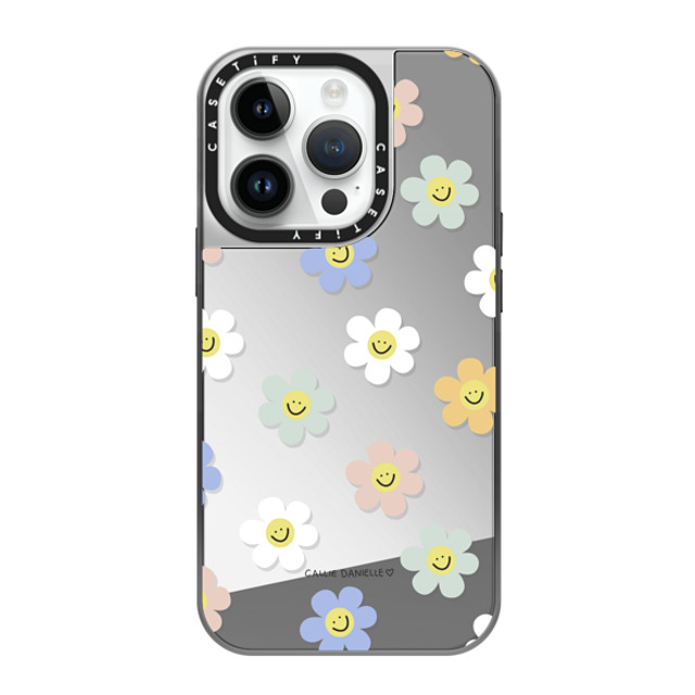 Callie Danielle x CASETiFY iPhone 14 Pro ケース シルバー (シルバーバンパー) ミラーケース MagSafe対応 Happy Daisies