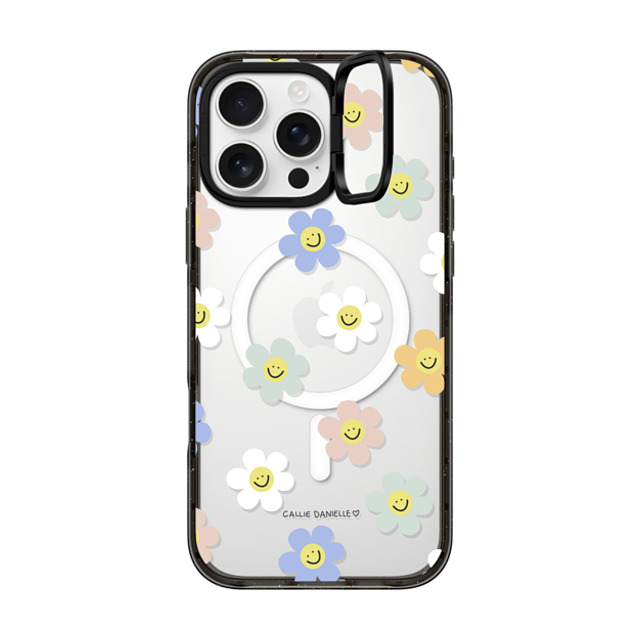 Callie Danielle x CASETiFY iPhone 16 Pro Max ケース ブラック インパクトリングスタンドケース MagSafe対応 Happy Daisies