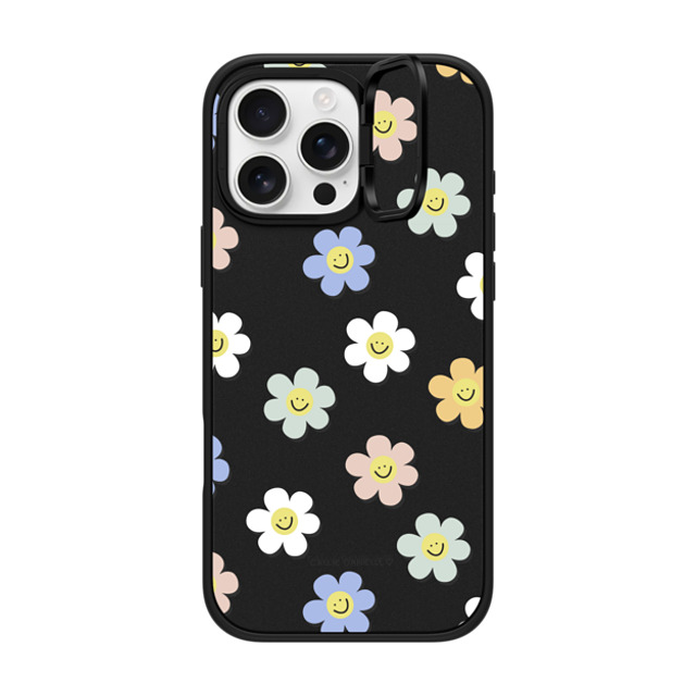 Callie Danielle x CASETiFY iPhone 16 Pro Max ケース マットブラック インパクトリングスタンドケース MagSafe対応 Happy Daisies