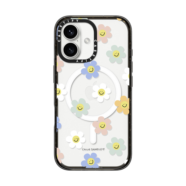 Callie Danielle x CASETiFY iPhone 16 ケース ブラック インパクトケース MagSafe対応 Happy Daisies