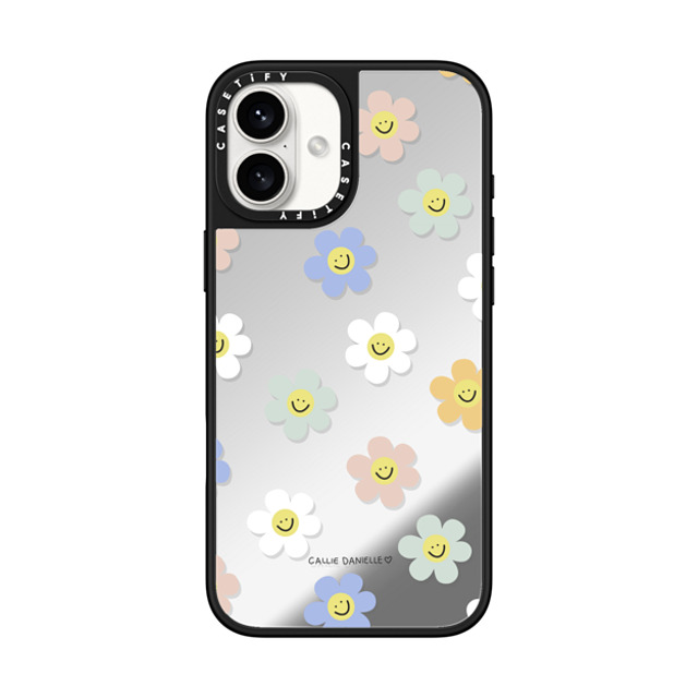 Callie Danielle x CASETiFY iPhone 16 Plus Case Floral,Pattern Silver on Black ミラーケース MagSafe対応 Happy Daisies Father's Day Callie Danielle x CASETiFY iPhone 16 Plus Case Floral,Pattern Silver on Black ミラーケース MagSafe対応 Happy Daisies Father's Day