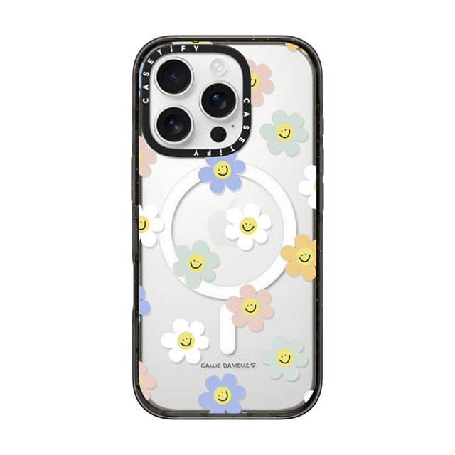 Callie Danielle x CASETiFY iPhone 16 Pro ケース ブラック インパクトケース MagSafe対応 Happy Daisies