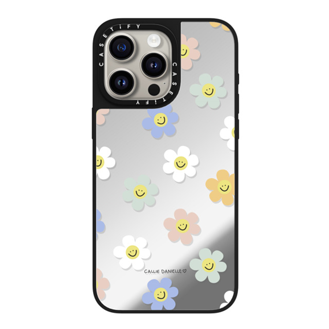 Callie Danielle x CASETiFY iPhone 15 Pro Max ケース Silver on Black ミラーケース MagSafe対応 Happy Daisies