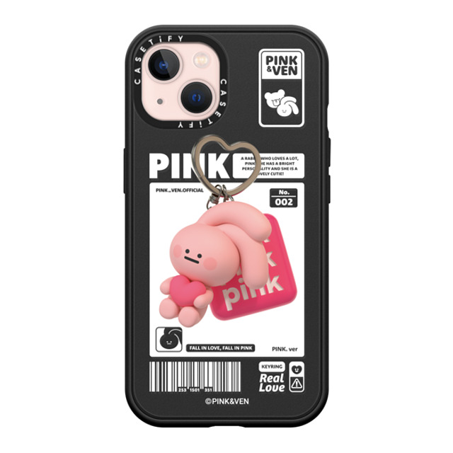 Pink & Ven x CASETiFY iPhone 13 ケース マットブラック インパクトケース MagSafe対応 PINK KEYCHAIN