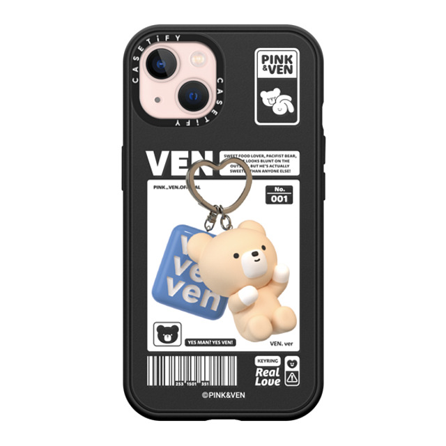 Pink & Ven x CASETiFY iPhone 13 ケース マットブラック インパクトケース MagSafe対応 VEN KEYCHAIN