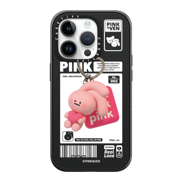 Pink & Ven x CASETiFY iPhone 14 Pro ケース マットブラック インパクトケース MagSafe対応 PINK KEYCHAIN