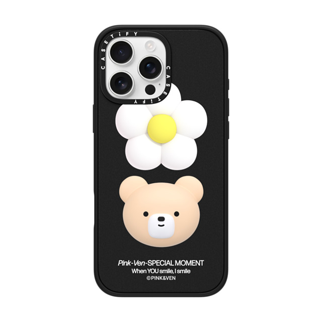 Pink & Ven x CASETiFY iPhone 16 Pro Max Case Bear,Cartoon マットブラック Impact Case MagSafe Compatible VEN FLOWER Mother's Day Pink & Ven x CASETiFY iPhone 16 Pro Max Case Bear,Cartoon マットブラック Impact Case MagSafe Compatible VEN FLOWER Mother's Day