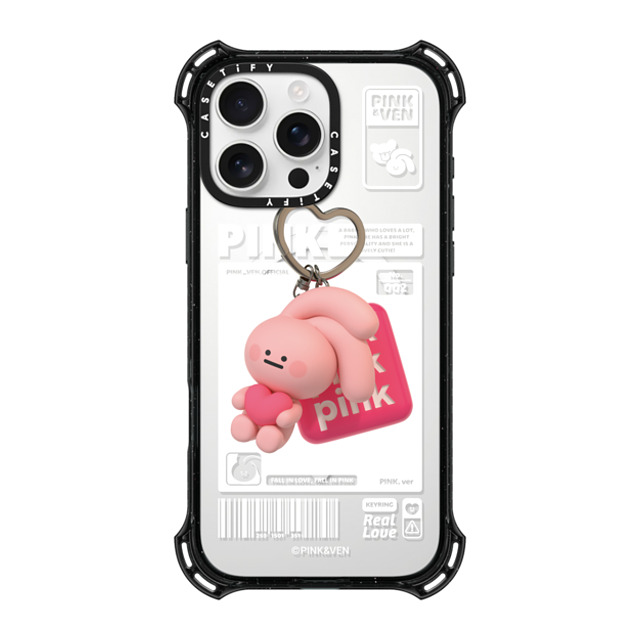 Pink & Ven x CASETiFY iPhone 16 Pro Max ケース ブラック バウンスケース PINK KEYCHAIN