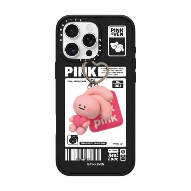 Pink & Ven x CASETiFY iPhone 16 Pro Max ケース マットブラック インパクトケース MagSafe対応 PINK KEYCHAIN