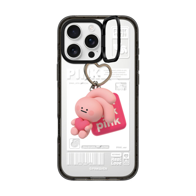 Pink & Ven x CASETiFY iPhone 16 Pro Max ケース ブラック インパクトリングスタンドケース MagSafe対応 PINK KEYCHAIN