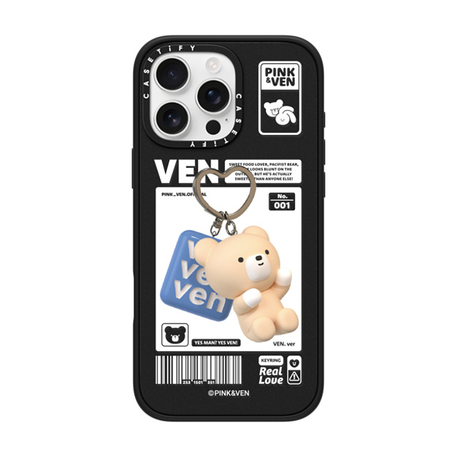 Pink & Ven x CASETiFY iPhone 16 Pro Max ケース マットブラック インパクトケース MagSafe対応 VEN KEYCHAIN