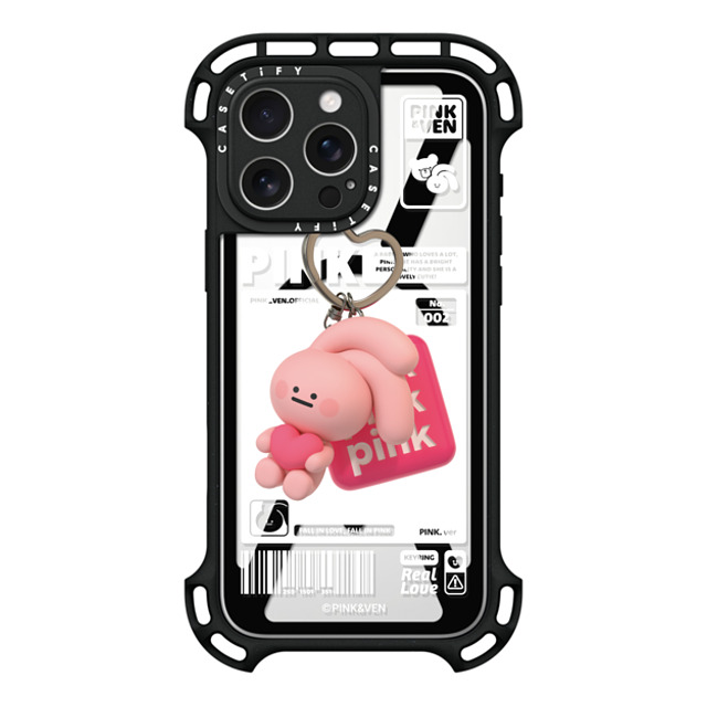 Pink & Ven x CASETiFY iPhone 16 Pro Max ケース ブラック ウルトラ バウンスケース MagSafe対応 PINK KEYCHAIN