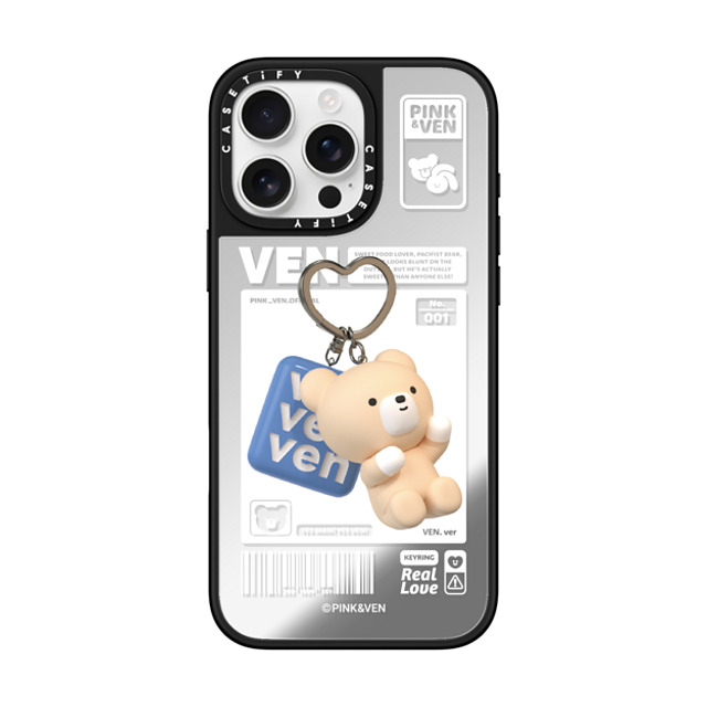 Pink & Ven x CASETiFY iPhone 16 Pro Max ケース Silver on Black ミラーケース MagSafe対応 VEN KEYCHAIN