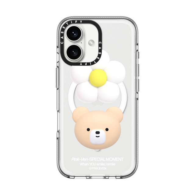 Pink & Ven x CASETiFY iPhone 16 Case Bear,Cartoon Clear Clear Case MagSafe Compatible VEN FLOWER Mother's Day Pink & Ven x CASETiFY iPhone 16 Case Bear,Cartoon Clear Clear Case MagSafe Compatible VEN FLOWER Mother's Day