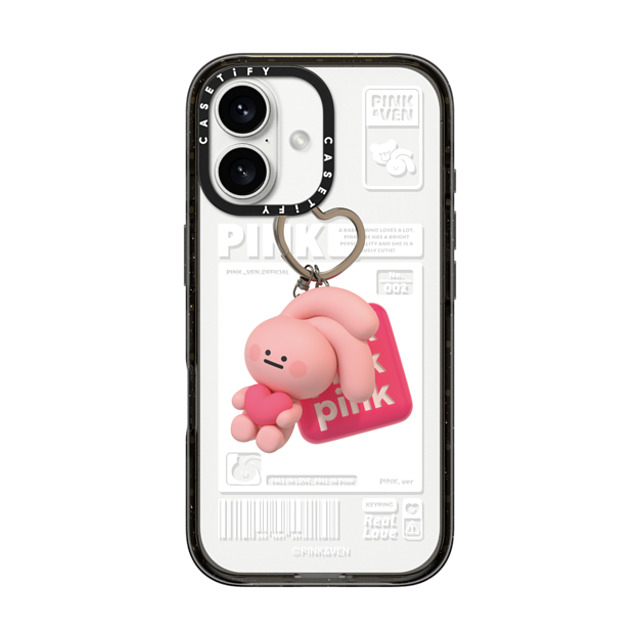 Pink & Ven x CASETiFY iPhone 16 ケース ブラック インパクトケース PINK KEYCHAIN