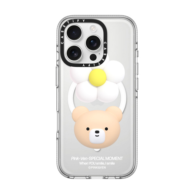 Pink & Ven x CASETiFY iPhone 16 Pro Case Bear,Cartoon Clear Clear Case MagSafe Compatible VEN FLOWER Mother's Day Pink & Ven x CASETiFY iPhone 16 Pro Case Bear,Cartoon Clear Clear Case MagSafe Compatible VEN FLOWER Mother's Day