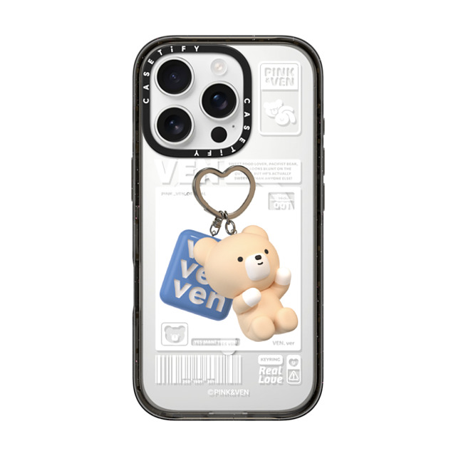 Pink & Ven x CASETiFY iPhone 16 Pro ケース ブラック インパクトケース MagSafe対応 VEN KEYCHAIN