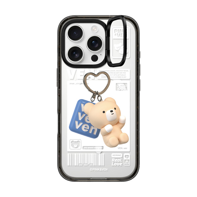 Pink & Ven x CASETiFY iPhone 16 Pro ケース ブラック インパクトリングスタンドケース MagSafe対応 VEN KEYCHAIN