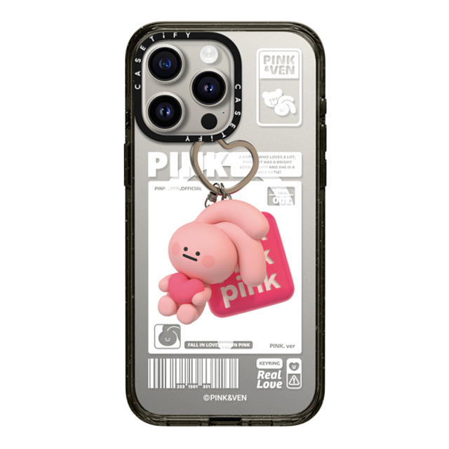 Pink & Ven x CASETiFY iPhone 15 Pro Max ケース ブラック インパクトケース MagSafe対応 PINK KEYCHAIN