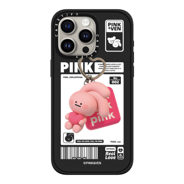 Pink & Ven x CASETiFY iPhone 15 Pro Max ケース マットブラック インパクトケース MagSafe対応 PINK KEYCHAIN