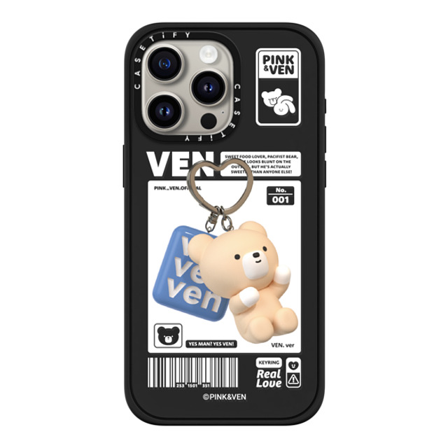 Pink & Ven x CASETiFY iPhone 15 Pro Max ケース マットブラック インパクトケース MagSafe対応 VEN KEYCHAIN