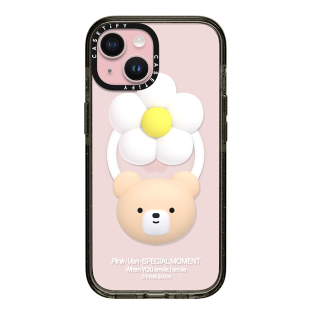 Pink & Ven x CASETiFY iPhone 15 Case Bear,Cartoon Black Impact Case MagSafe Compatible VEN FLOWER Mother's Day Pink & Ven x CASETiFY iPhone 15 Case Bear,Cartoon Black Impact Case MagSafe Compatible VEN FLOWER Mother's Day