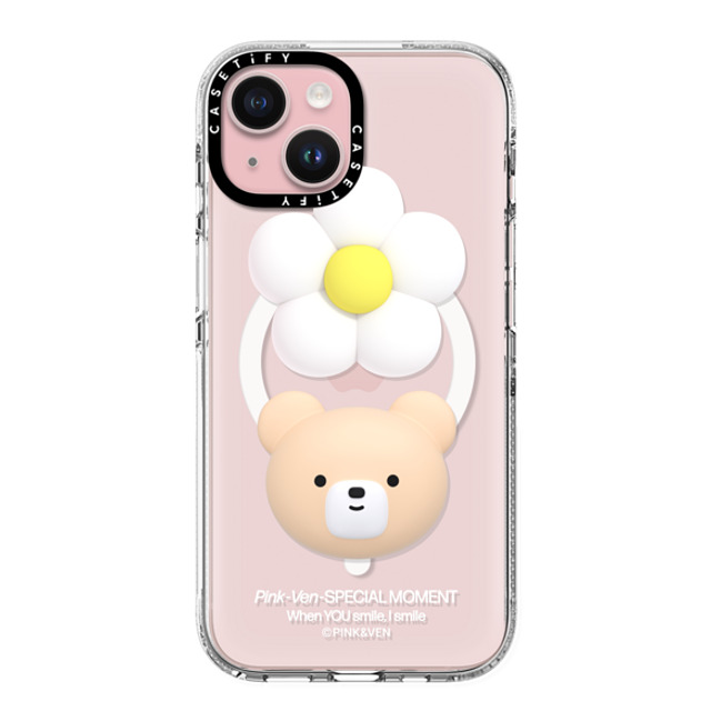 Pink & Ven x CASETiFY iPhone 15 Case Bear,Cartoon Clear Clear Case MagSafe Compatible VEN FLOWER Mother's Day Pink & Ven x CASETiFY iPhone 15 Case Bear,Cartoon Clear Clear Case MagSafe Compatible VEN FLOWER Mother's Day