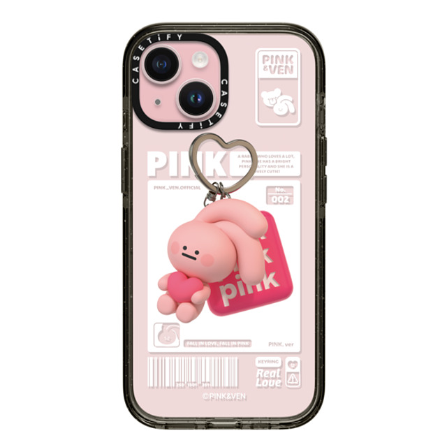 Pink & Ven x CASETiFY iPhone 15 ケース ブラック インパクトケース PINK KEYCHAIN