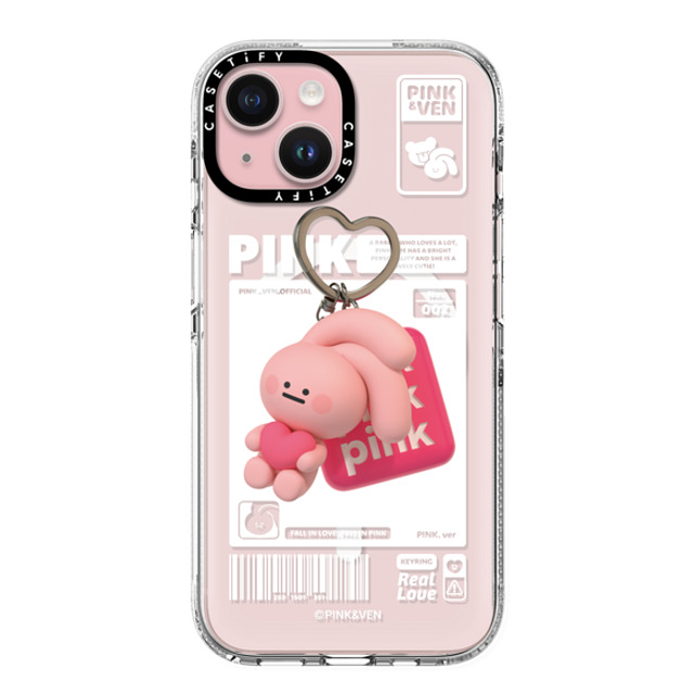 Pink & Ven x CASETiFY iPhone 15 ケース クリア クリア ケース MagSafe対応 PINK KEYCHAIN