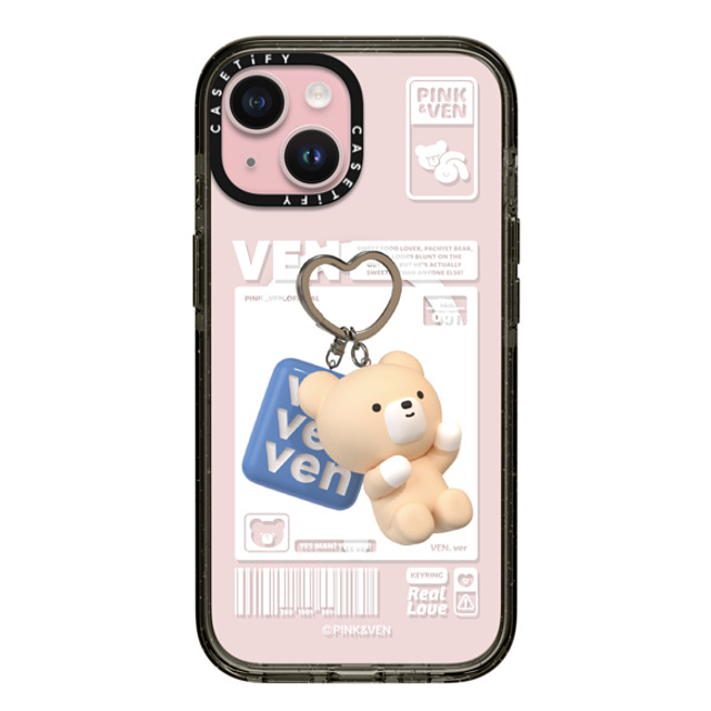 Pink & Ven x CASETiFY iPhone 15 ケース ブラック インパクトケース MagSafe対応 VEN KEYCHAIN