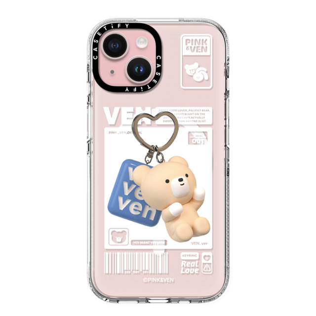 Pink & Ven x CASETiFY iPhone 15 ケース クリア クリア ケース MagSafe対応 VEN KEYCHAIN