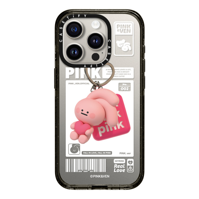 Pink & Ven x CASETiFY iPhone 15 Pro ケース ブラック インパクトケース PINK KEYCHAIN