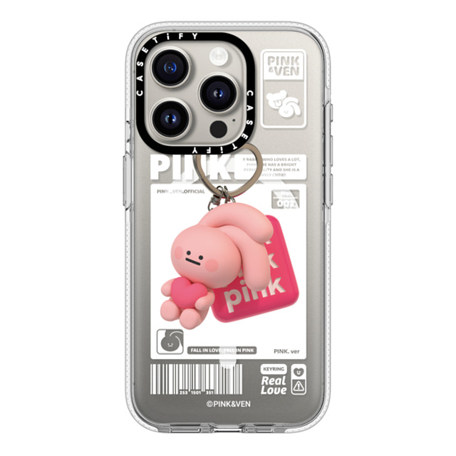 Pink & Ven x CASETiFY iPhone 15 Pro ケース クリア クリア ケース MagSafe対応 PINK KEYCHAIN