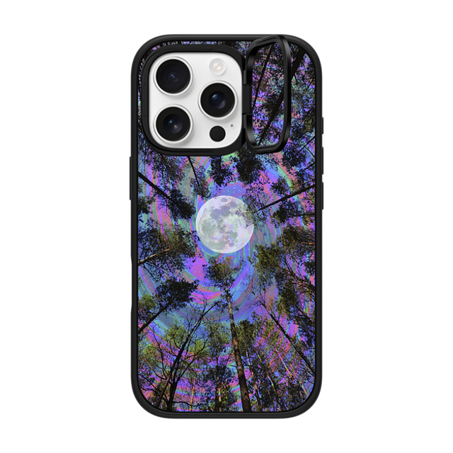 Cajucart x CASETiFY iPhone 16 Pro ケース マットブラック インパクトリングスタンドケース MagSafe対応 Moon Swirl