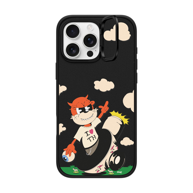 JoeThiraphat x CASETiFY iPhone 16 Pro Max ケース マットブラック インパクトリングスタンドケース MagSafe対応 I Love TH