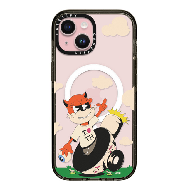 JoeThiraphat x CASETiFY iPhone 15 ケース ブラック インパクトケース MagSafe対応 I Love TH