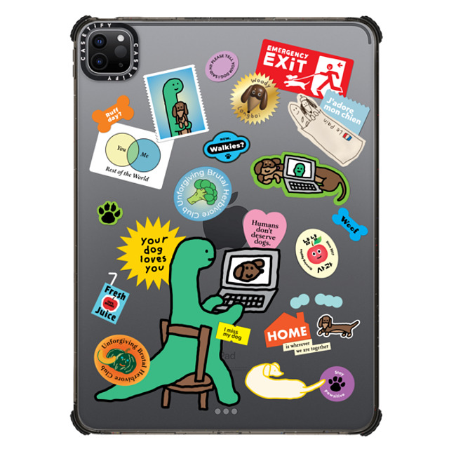 JOGUMAN x CASETiFY iPad Pro 11-inch (第3/4世代) Sticker,Dog ブラック iPad インパクト ケース I miss my dog Father's Day JOGUMAN x CASETiFY iPad Pro 11-inch (第3/4世代) Sticker,Dog ブラック iPad インパクト ケース I miss my dog Father's Day