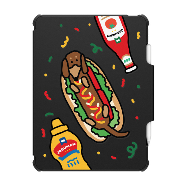 "JOGUMAN x CASETiFY iPad Pro 12.9" (第5/6世代) Dog,Animal Black インパクト フォリオ ケース Woody the Hotdog Mother's Day" "JOGUMAN x CASETiFY iPad Pro 12.9" (第5/6世代) Dog,Animal Black インパクト フォリオ ケース Woody the Hotdog Mother's Day"