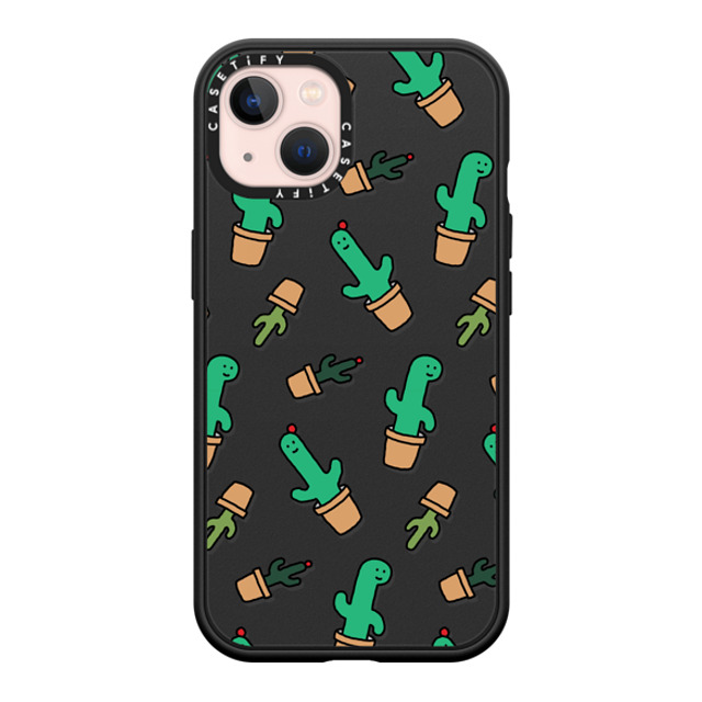 JOGUMAN x CASETiFY iPhone 13 ケース マットブラック インパクトケース MagSafe対応 Cactus Brachio