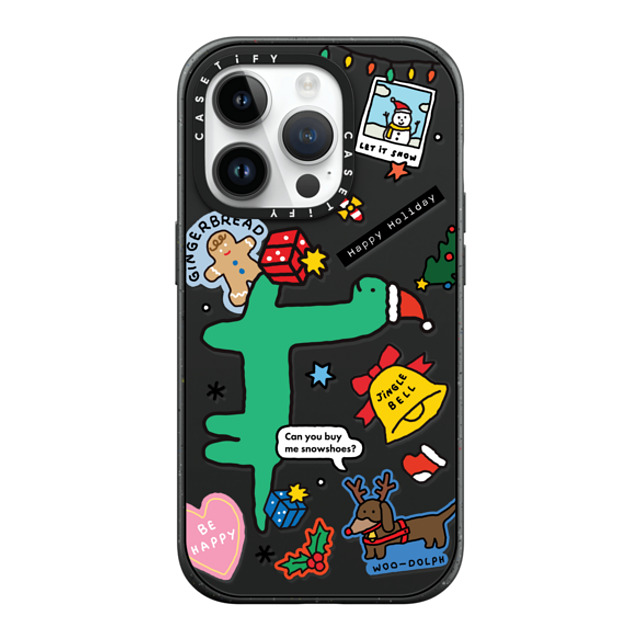 JOGUMAN x CASETiFY iPhone 14 Pro ケース マットブラック インパクトケース MagSafe対応 Brachio Holiday Sticker