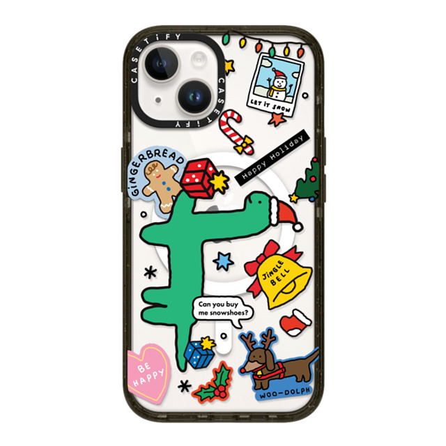 JOGUMAN x CASETiFY iPhone 14 ケース ブラック インパクトケース MagSafe対応 Brachio Holiday Sticker