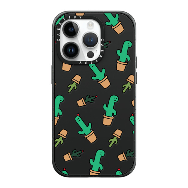 JOGUMAN x CASETiFY iPhone 14 Pro ケース マットブラック インパクトケース MagSafe対応 Cactus Brachio