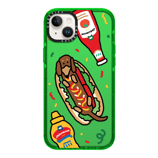 JOGUMAN x CASETiFY iPhone 14 Plus ケース グリーン インパクトケース Woody the Hotdog