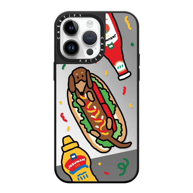 JOGUMAN x CASETiFY iPhone 14 Pro Max Case Silver on Black ミラーケース MagSafe対応 Woody the Hotdog JOGUMAN x CASETiFY iPhone 14 Pro Max Case Silver on Black ミラーケース MagSafe対応 Woody the Hotdog
