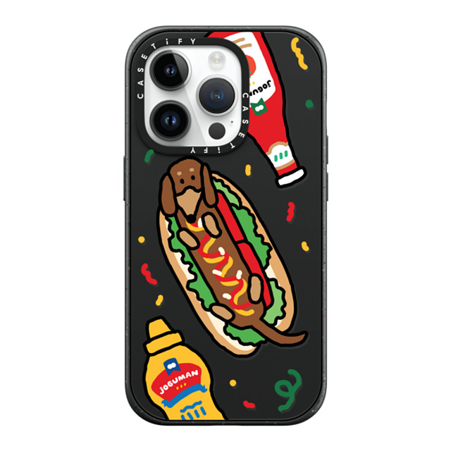 JOGUMAN x CASETiFY iPhone 14 Pro ケース マットブラック インパクトケース MagSafe対応 Woody the Hotdog