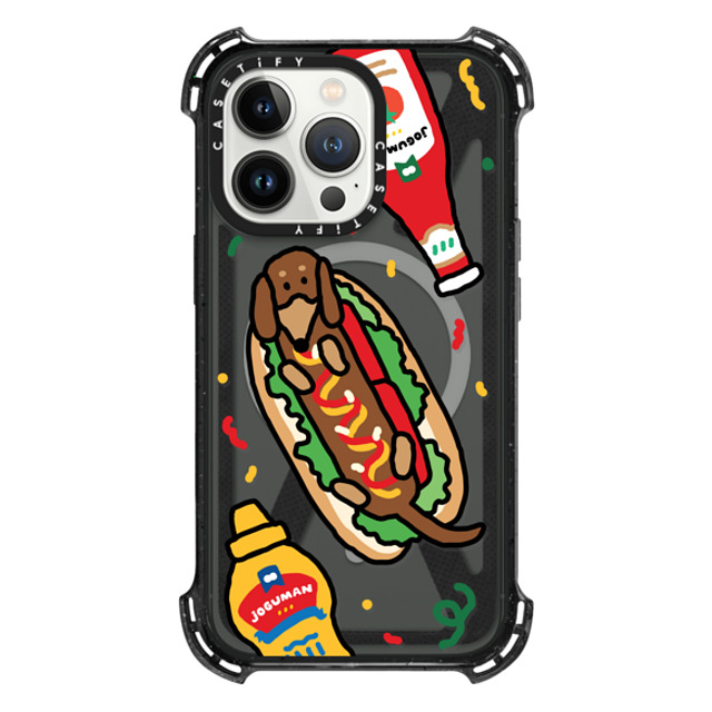 JOGUMAN x CASETiFY iPhone 13 Pro Case Dog,Animal Triple Black バウンスケース Woody the Hotdog Mother's Day JOGUMAN x CASETiFY iPhone 13 Pro Case Dog,Animal Triple Black バウンスケース Woody the Hotdog Mother's Day