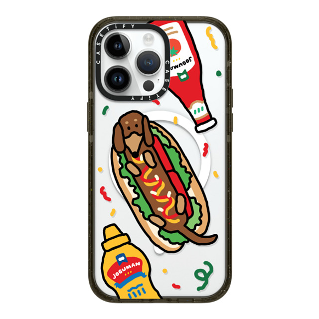 JOGUMAN x CASETiFY iPhone 14 Pro Max ケース ブラック インパクトケース MagSafe対応 Woody the Hotdog