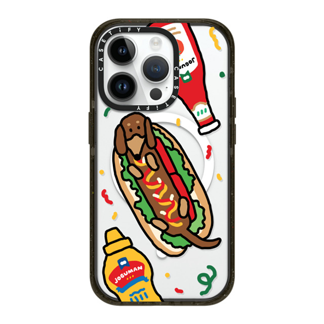 JOGUMAN x CASETiFY iPhone 14 Pro ケース ブラック インパクトケース MagSafe対応 Woody the Hotdog