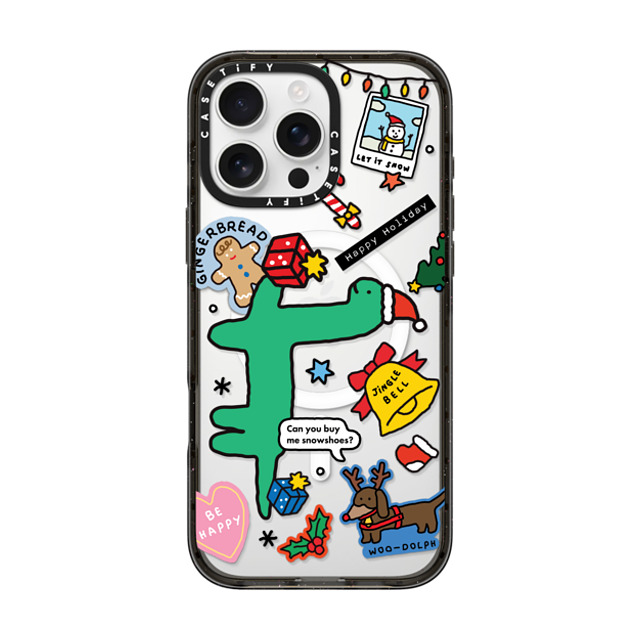 JOGUMAN x CASETiFY iPhone 16 Pro Max ケース ブラック インパクトケース MagSafe対応 Brachio Holiday Sticker