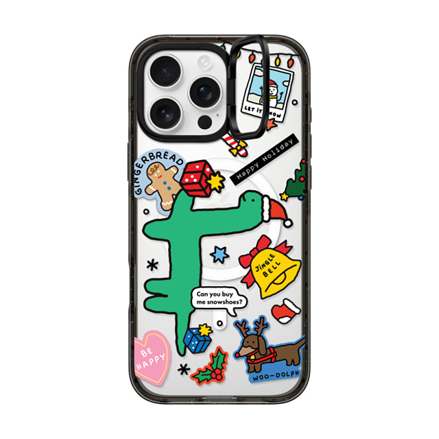 JOGUMAN x CASETiFY iPhone 16 Pro Max ケース ブラック インパクトリングスタンドケース MagSafe対応 Brachio Holiday Sticker